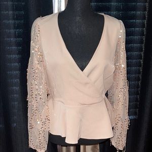 Rose gold sequence share sleeve top